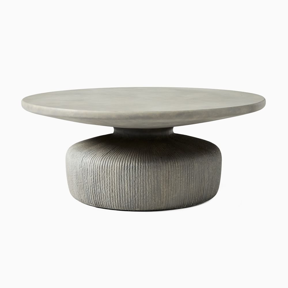 Tambor Outdoor 40 in Round Coffee Table, Gray Concrete - Image 0