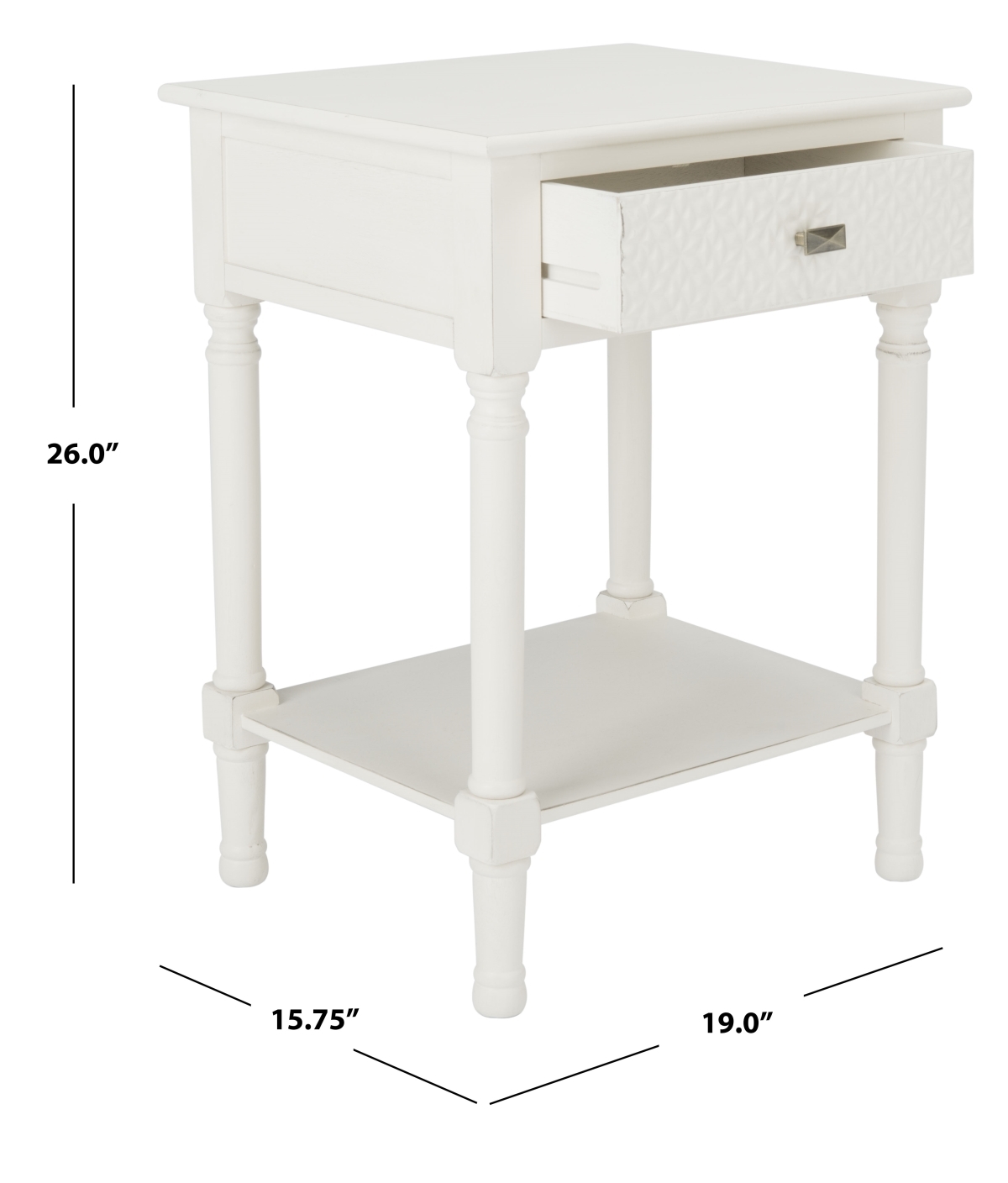 Halton 1 Drawer Accent Table - Distressed / White - Safavieh - Image 7