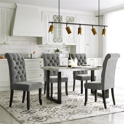 Dining Tufted Armless Upholstered Accent Chair Set Of 4 (Grey), Gray - Image 0