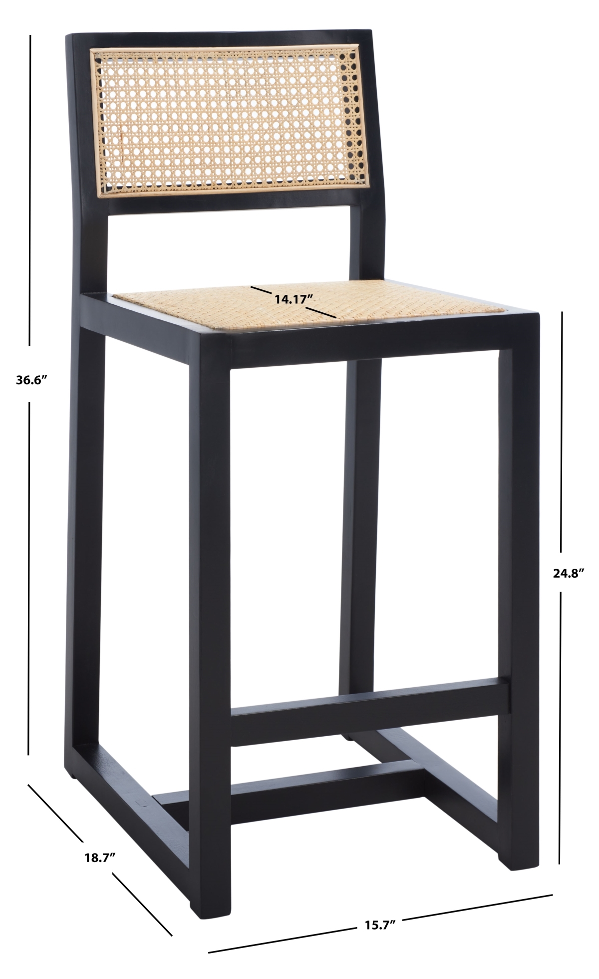 Seika Rattan Counter Stool - Black / Natural - Safavieh - Image 8