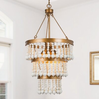 Makenna 6 - Light Unique Tiered Chandelier with Wood Accents - Image 0