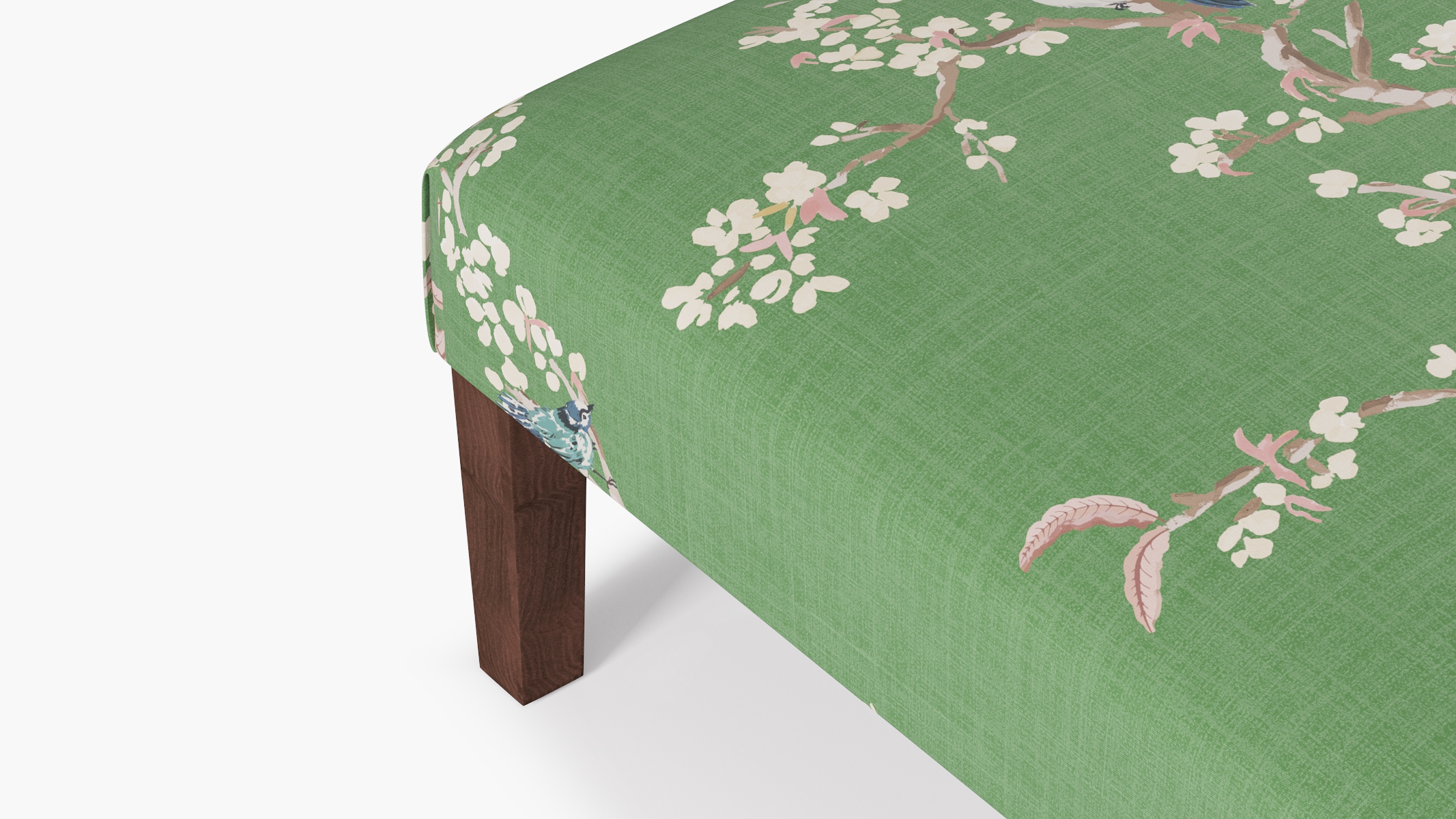 Cocktail Ottoman, Jade Cherry Blossom, Espresso - Image 2