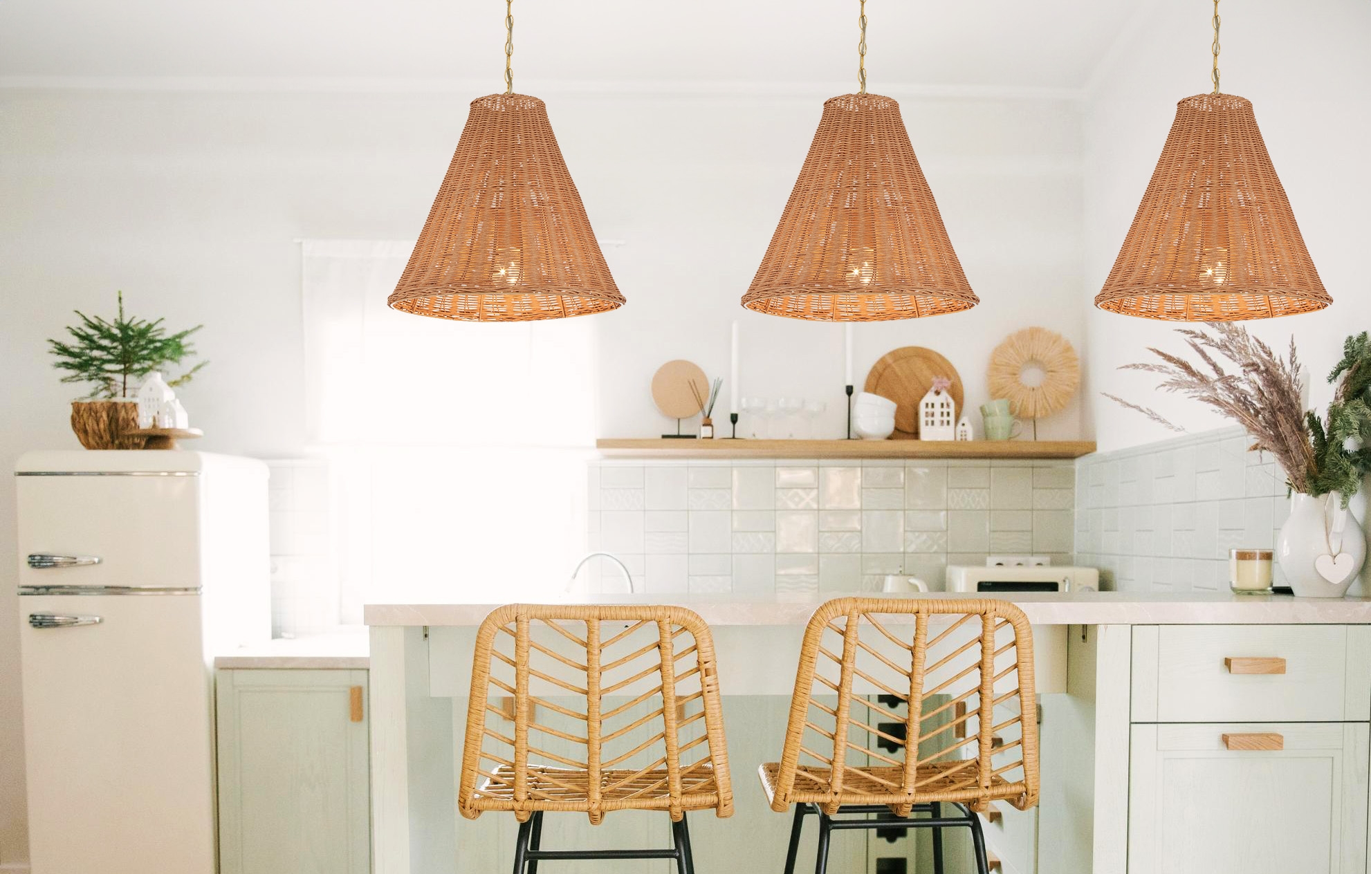 Rattan Taper Pendant Light, Natural - Image 0