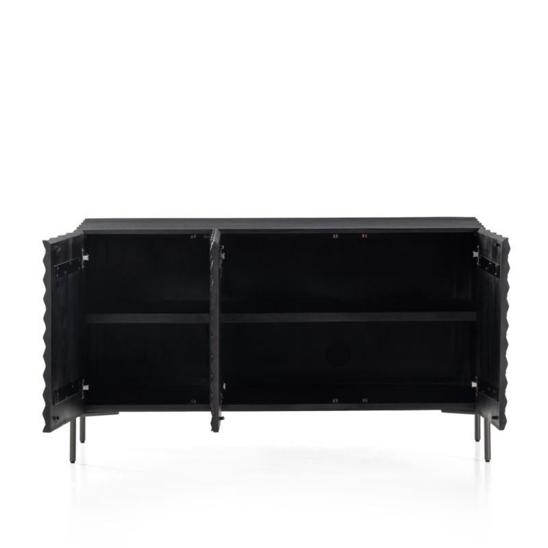 Raffael 49.5" Black Carved Wood Storage Media Console - Image 5