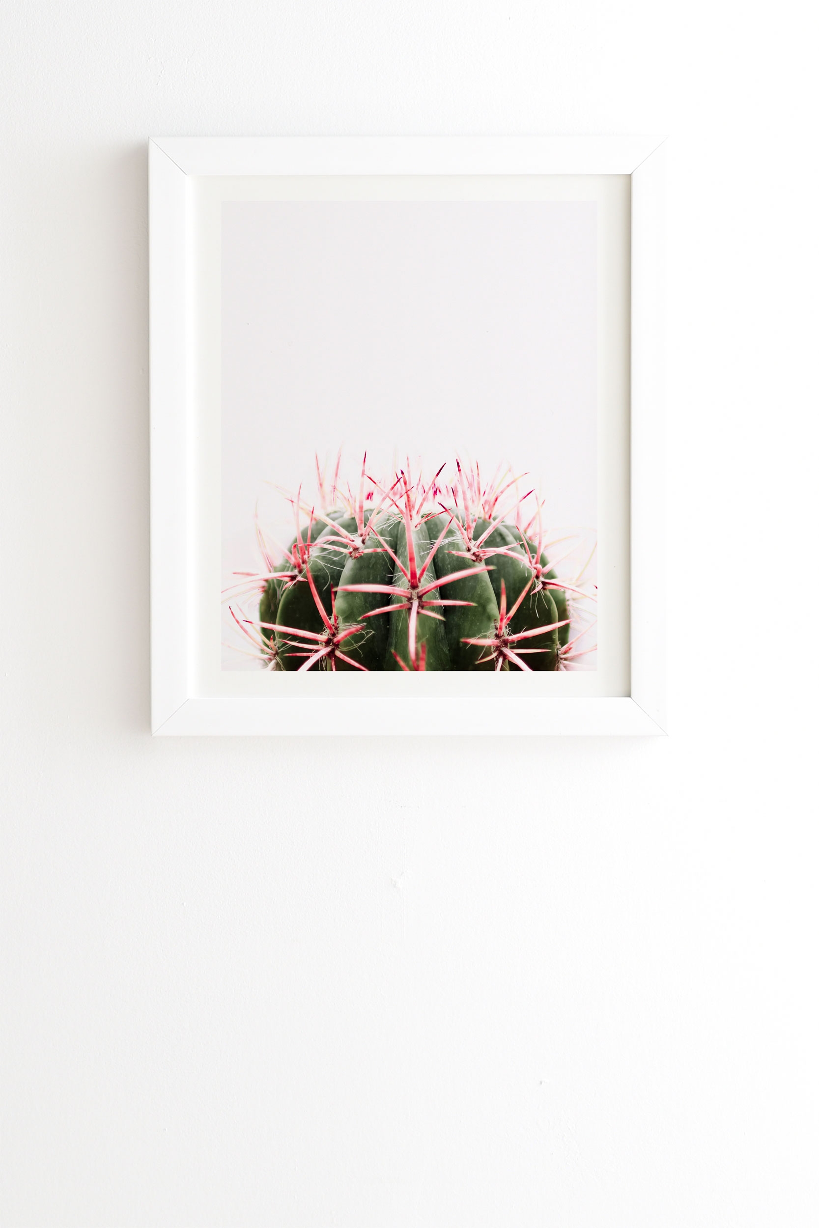Cactus Red by Ingrid Beddoes - Framed Wall Art Basic White 11" x 13" - Image 0