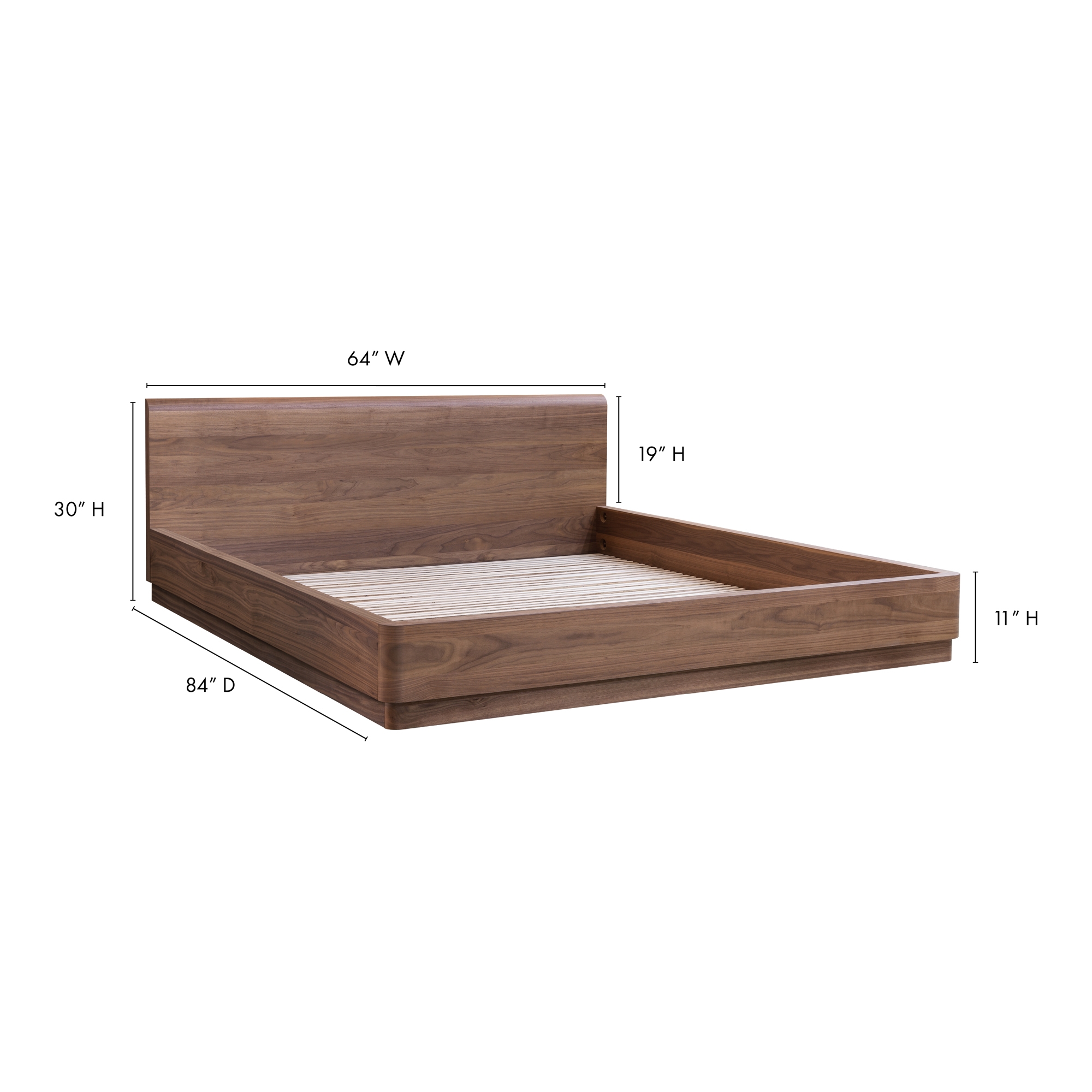 Round Off Queen Bed Walnut Brown - Image 11