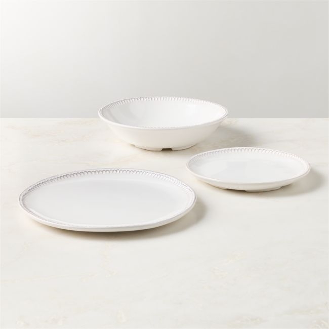 Iliana 3-Piece White Stoneware Dinnerware Set with Pasta Bowl - Image 0