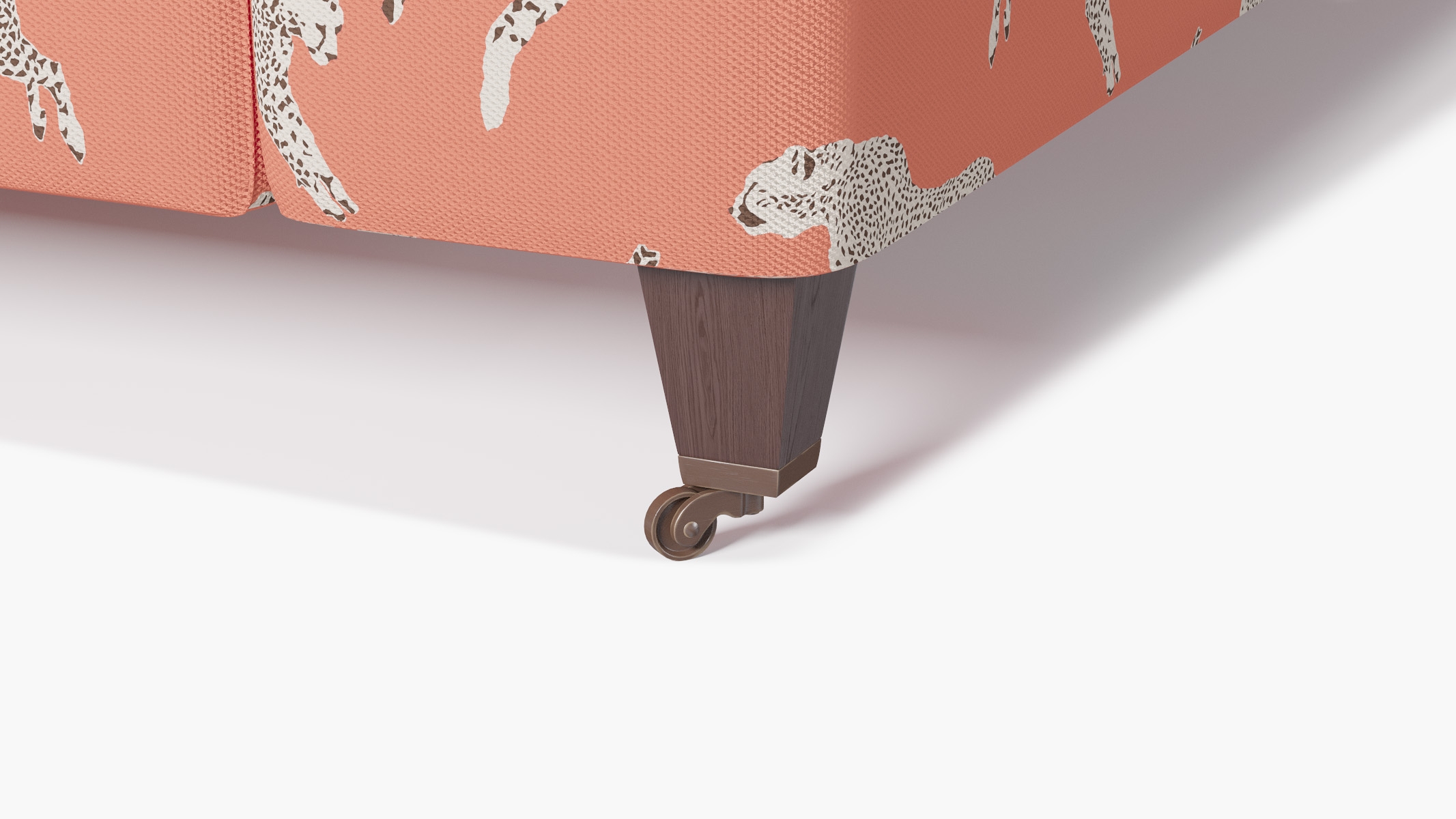 Classic Sofa, Henna Cheetah, Espresso with Antique Brass Caster - Image 1