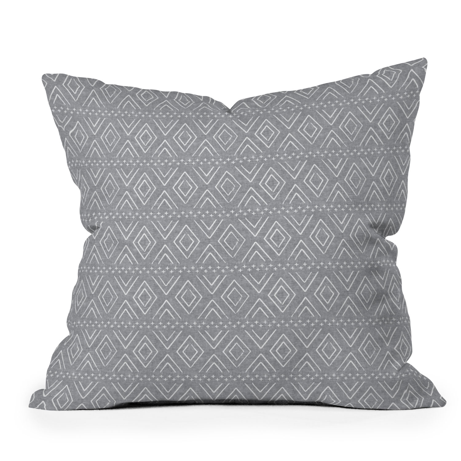 Farmhouse Diamonds Gray by Little Arrow Design Co - Outdoor Throw Pillow 16" x 16" - Image 0