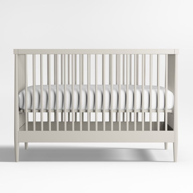 Hampshire Cozy Grey Wood Convertible Baby Crib with Toddler Bed Rail - Image 1