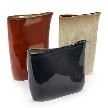 Pinched Glaze Vases, Short Blue - Image 1