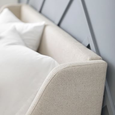 Mod Wingback Platform Upholstered Bed, Queen, Lustre Velvet Dusty Blush - Image 1