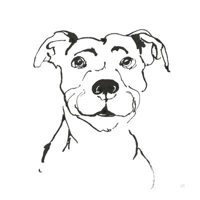 Line Dog Pitbull I by Chris Paschke - Wrapped Canvas Drawing Print - Image 0
