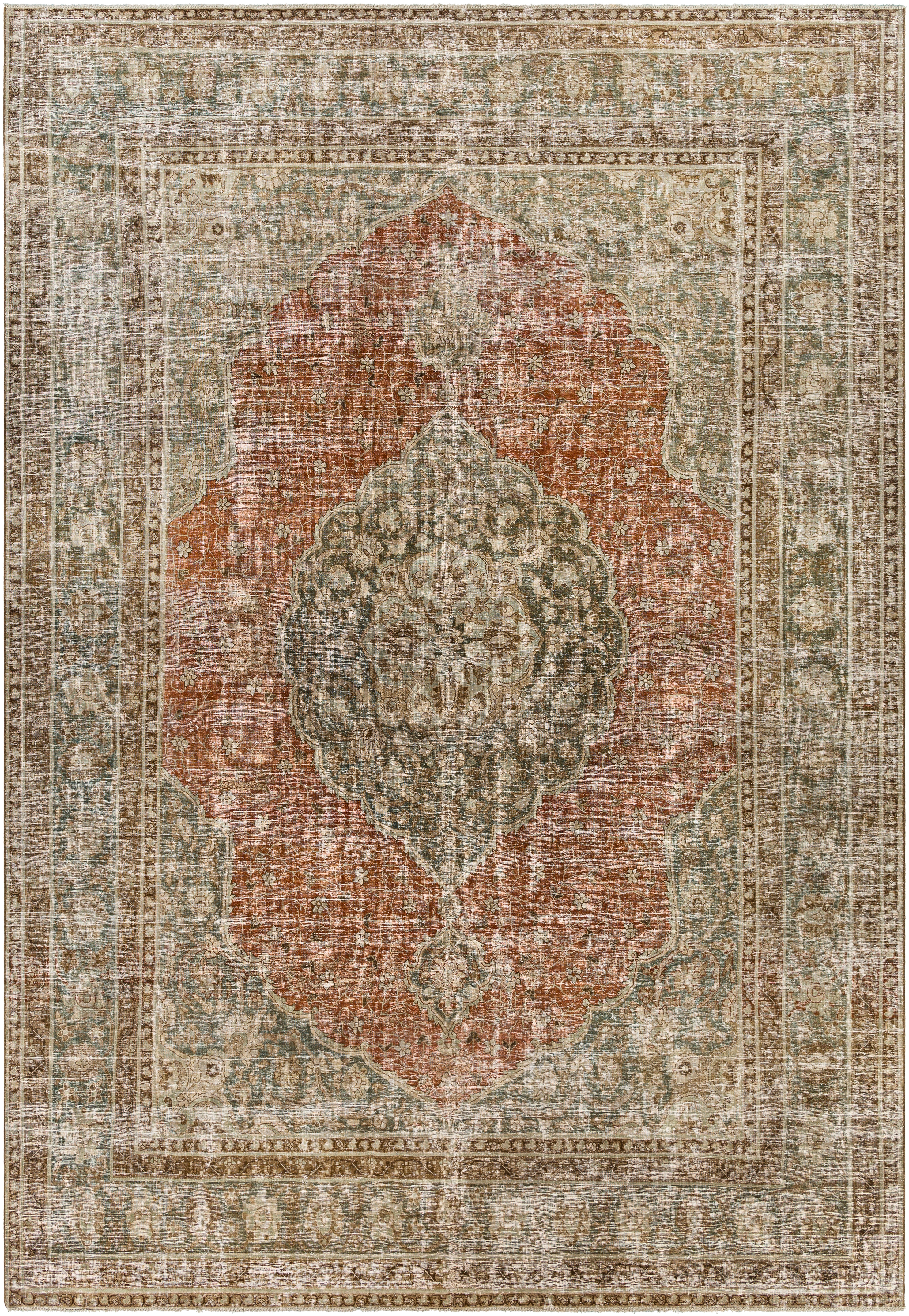 Antique One of a Kind Brown Indoor 8'4" x 12' Handmade Rug - Image 0