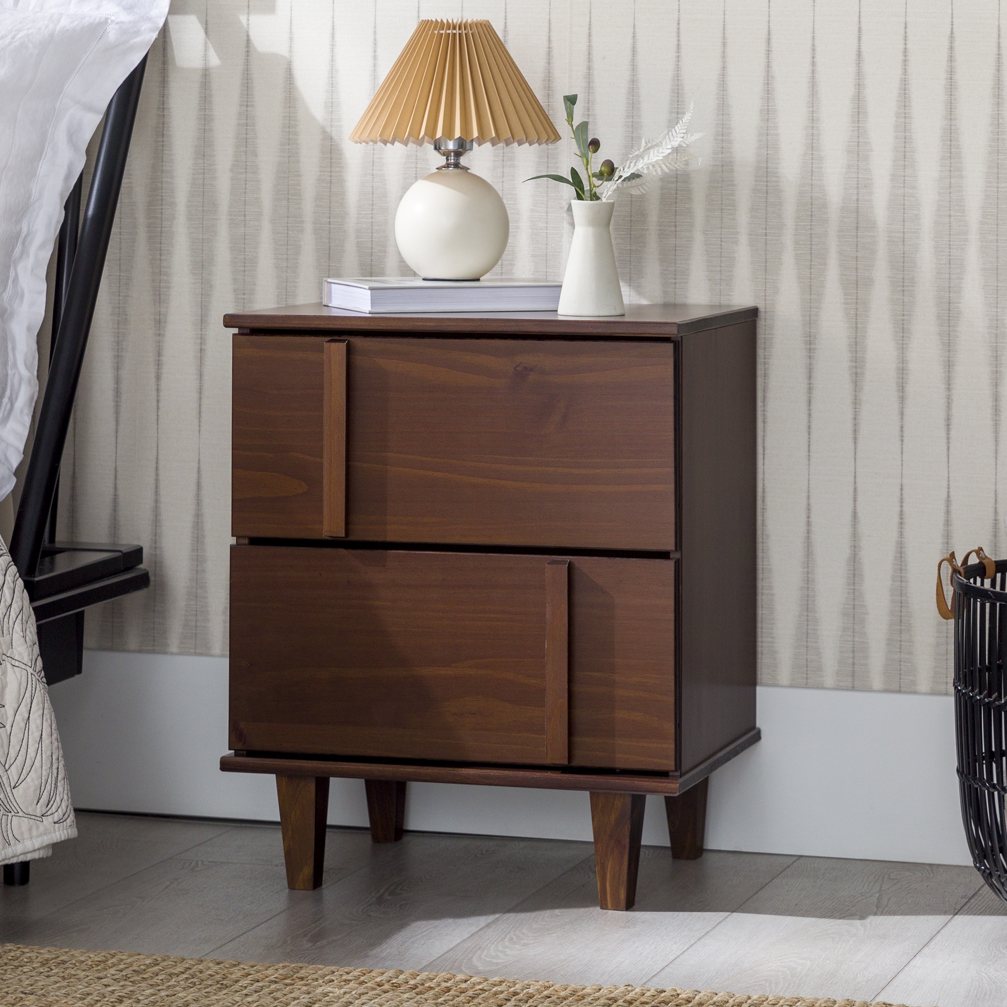 20" Modern Solid Wood Nightstand - Walnut - Image 6