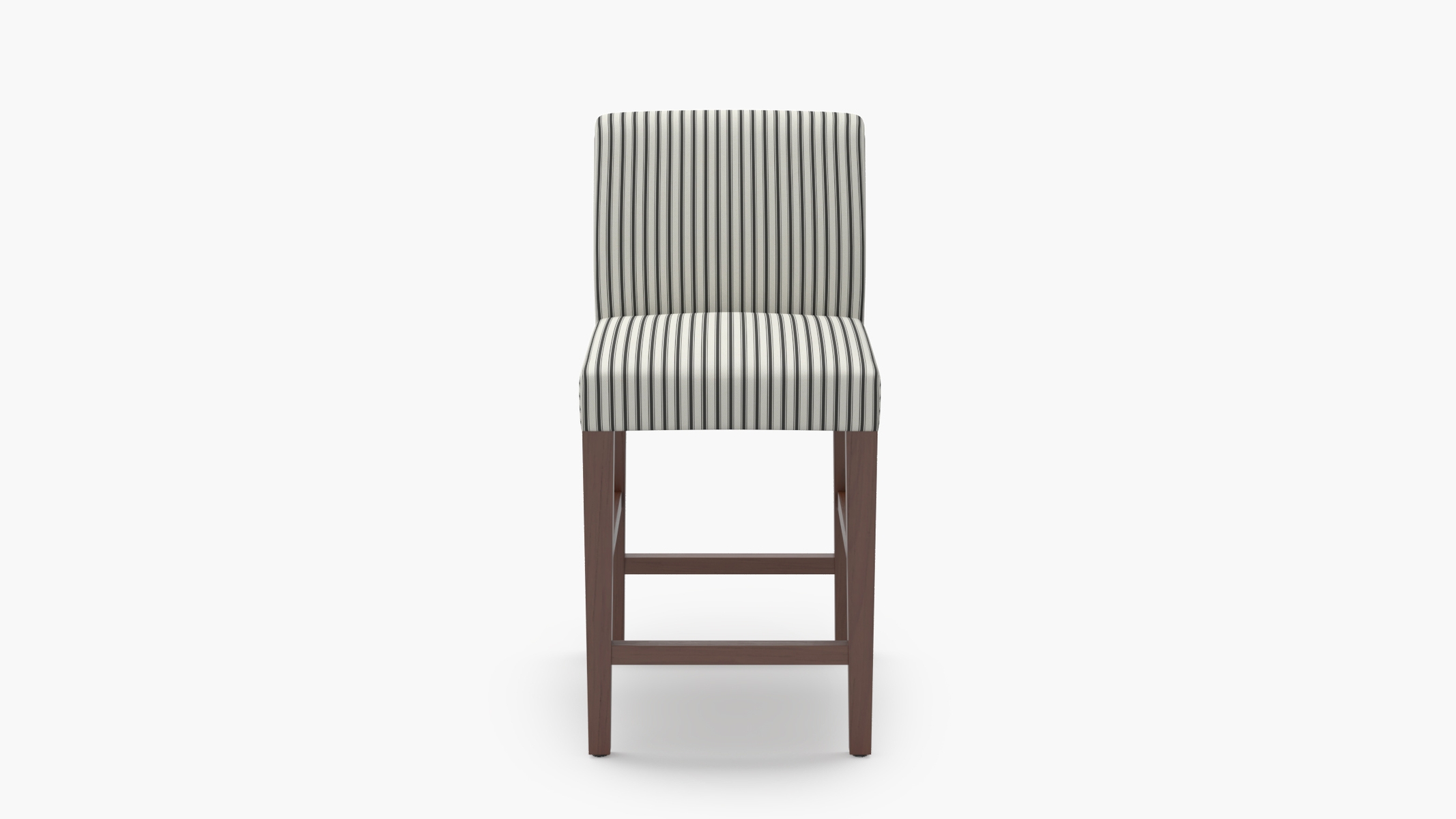 Signature Dining Counter Stool, Black Classic Ticking Stripe, Walnut Square Tapered Leg - Image 0