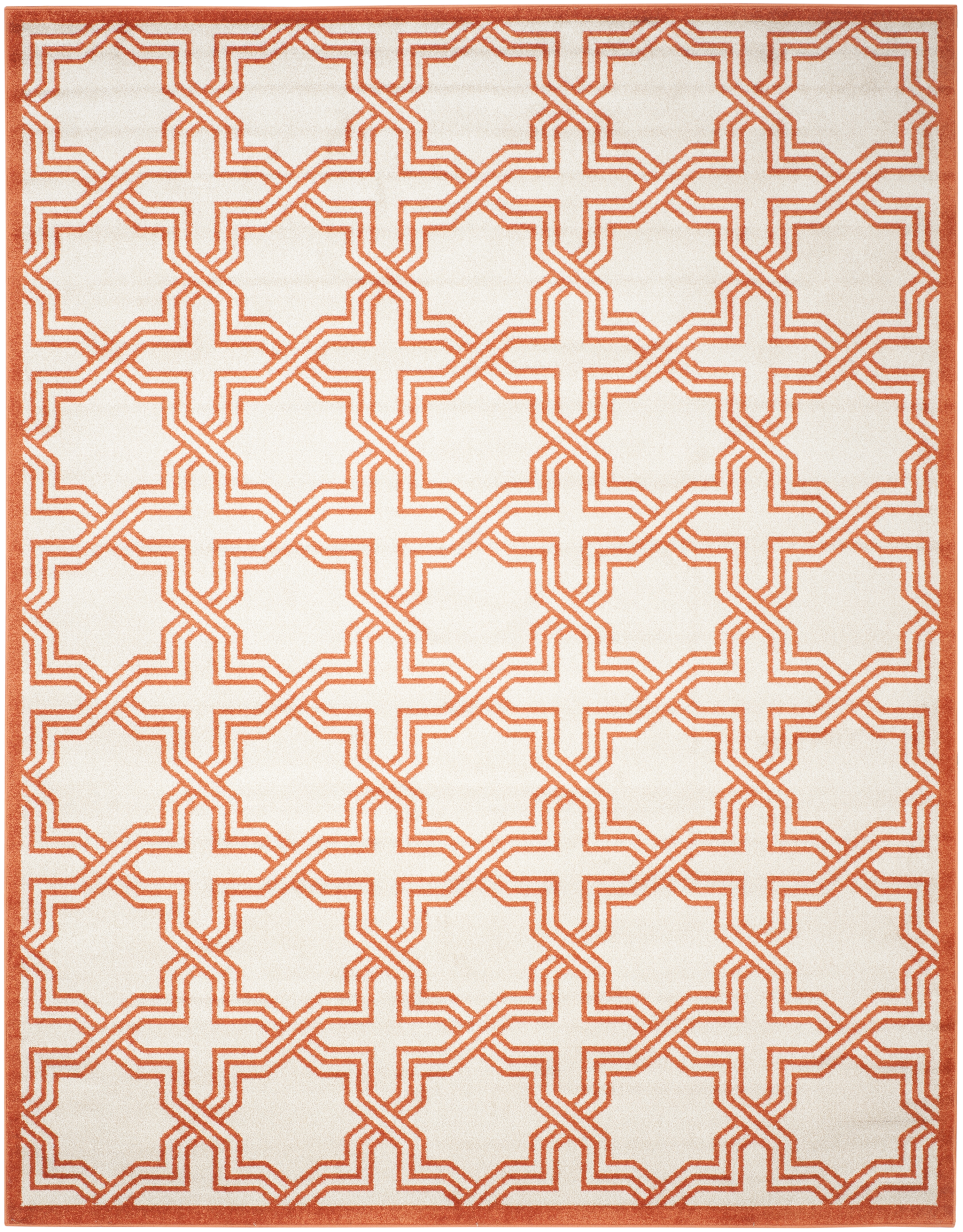 Arlo Home Indoor/Outdoor Woven Area Rug, AMT413F, Ivory/Orange,  9' X 12' - Image 0