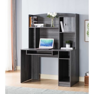 Storage Base 5 Display Compartments Computer Desk With Hutch And Built-In Outlets - Image 0