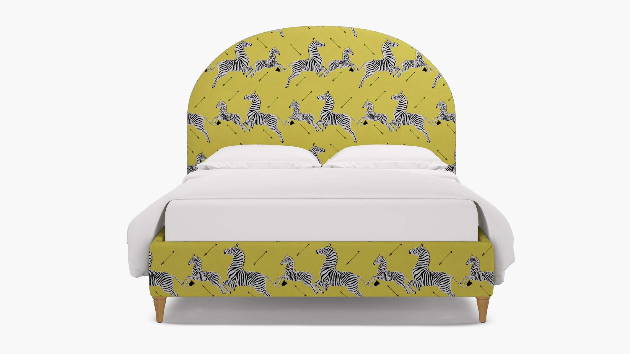 Demilune Bed, Yellow Zebra, Natural Decorative Tapered Leg, Twin - Image 0
