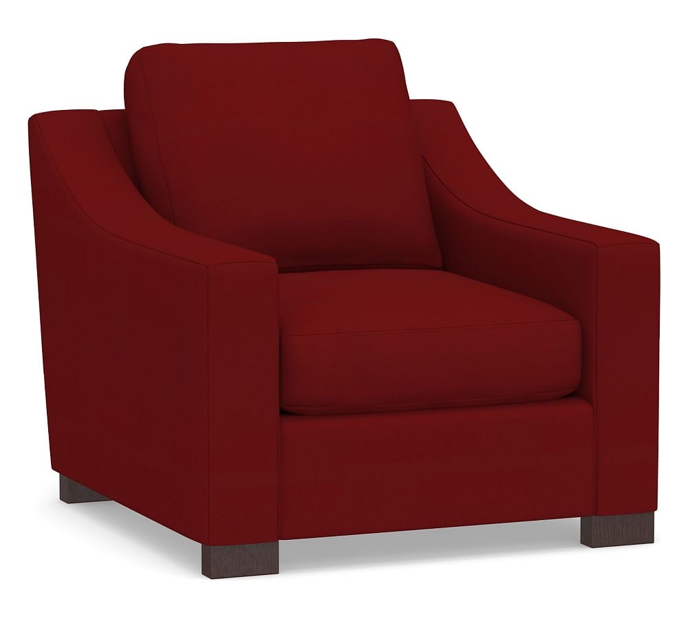 Turner Slope Arm Upholstered Small Armchair 36", Down Blend Wrapped Cushions, Twill Sierra Red - Image 0