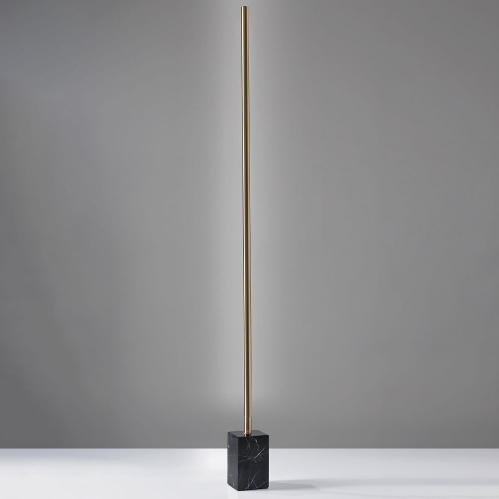 Modern LED Marble LED Washer Floor Lamp, Brass & Black Marble - Image 0