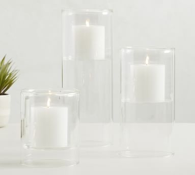 Floating Glass Pillar Holder, Clear, Small - Image 1