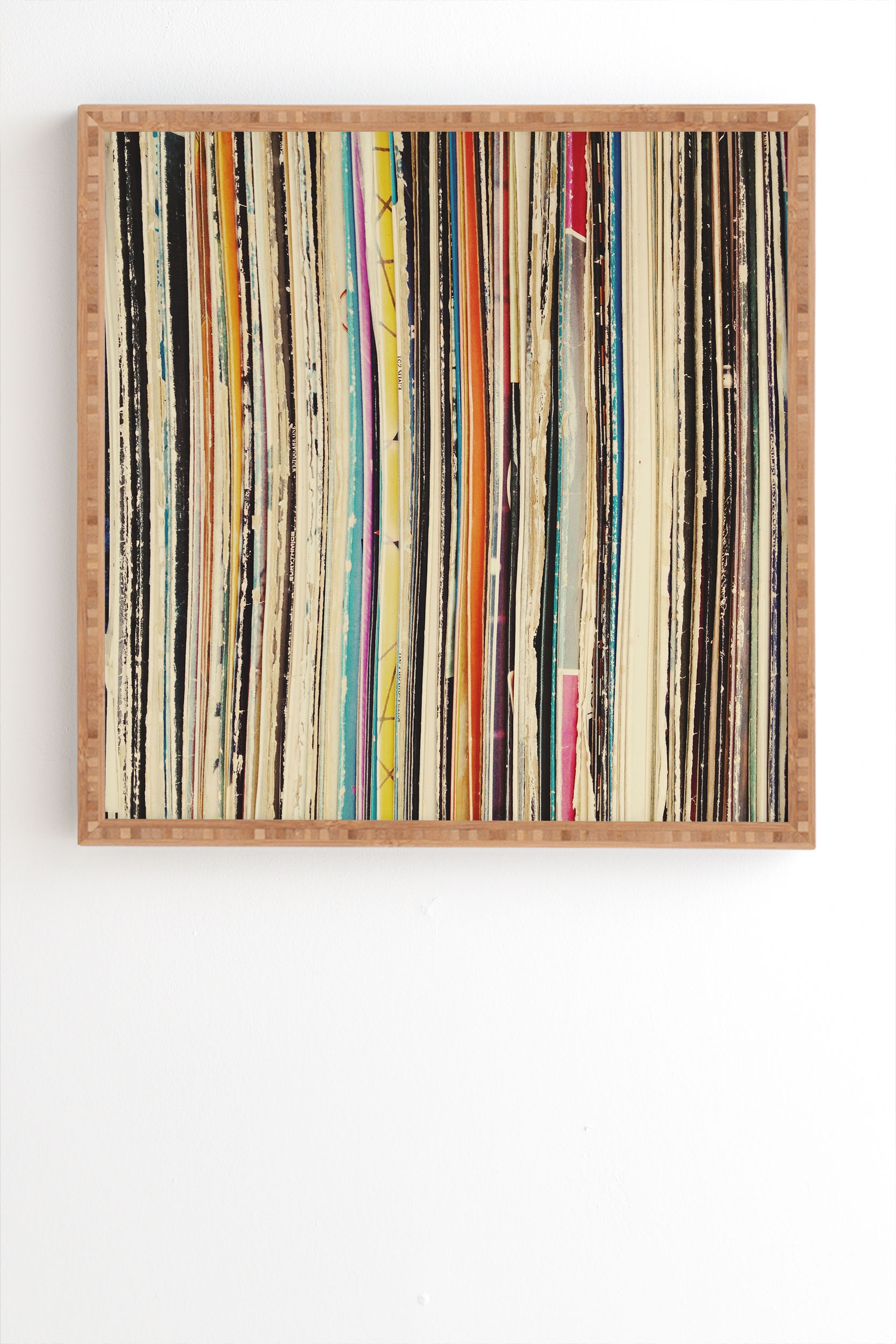 Record Collection by Cassia Beck - Framed Wall Art Bamboo 30" x 30" - Image 1