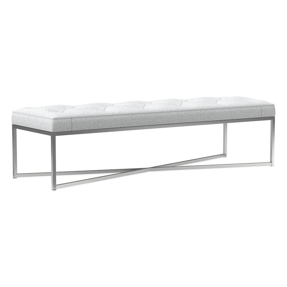 Maeve Rectangle Ottoman, Poly, Weave, Marble, Stainless Steel - Image 0