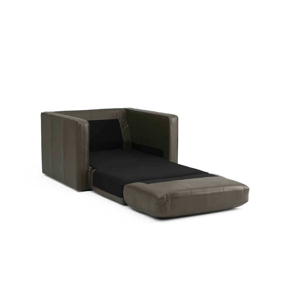 Sven 45.5" Tufted Leather Sleeper Chair - Charme Green - Image 1