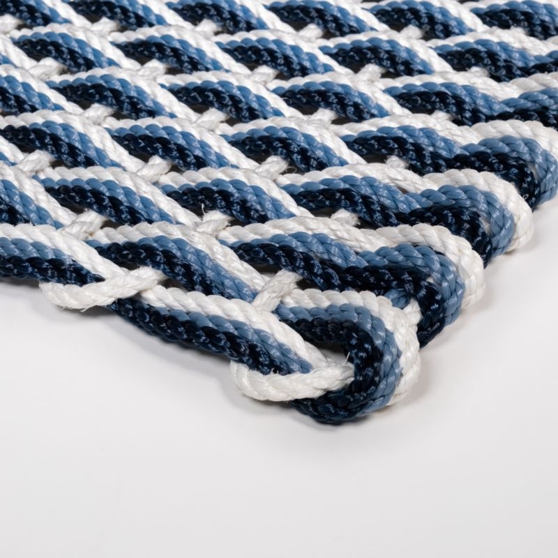 The Rope Co. Pearl, Glacier Bay, and Navy Indoor/Outdoor Handwoven Doormat 21x34" - Image 1