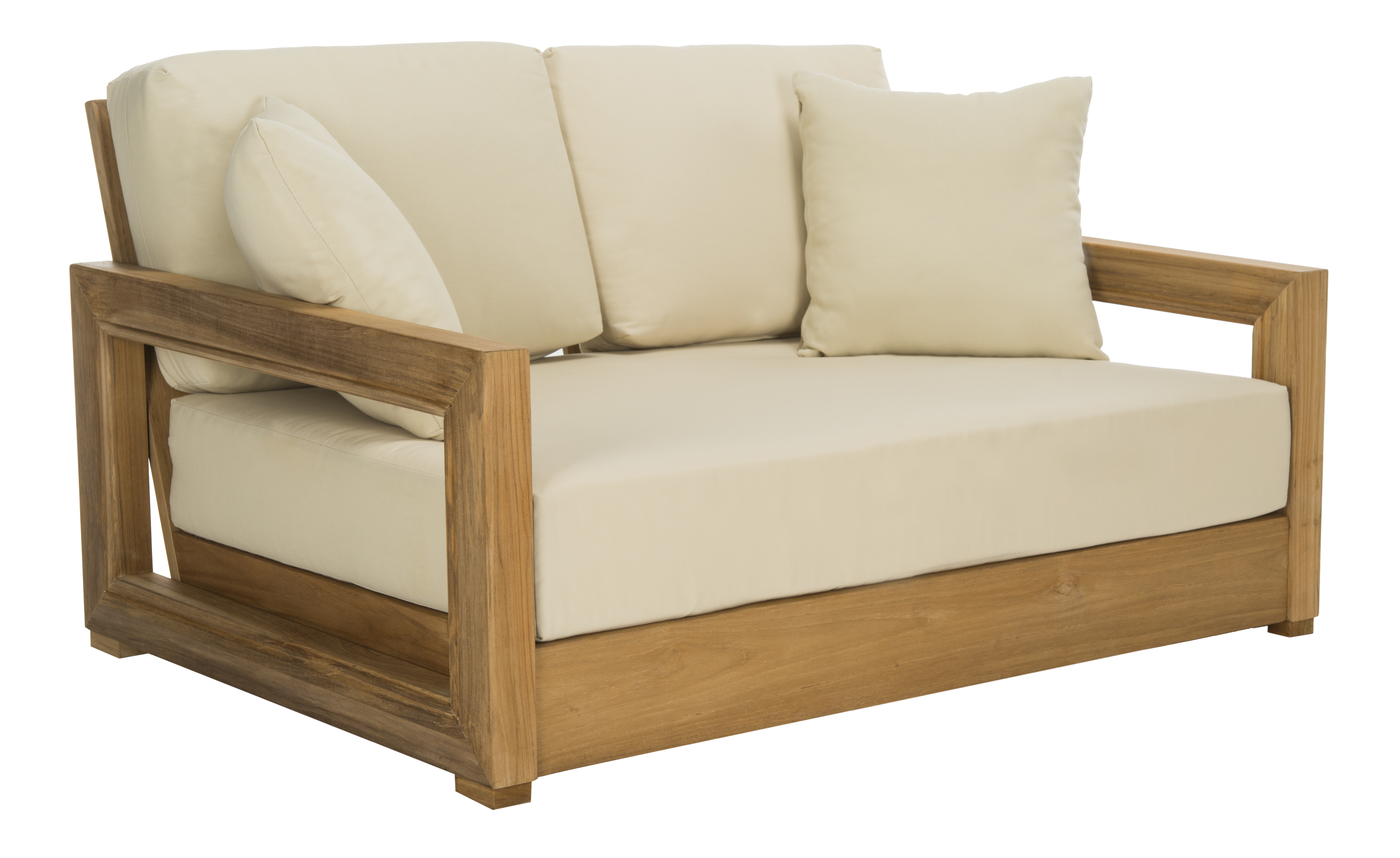 Montford 2-Seat Loveseat - Teak/Beige - Safavieh - Image 1