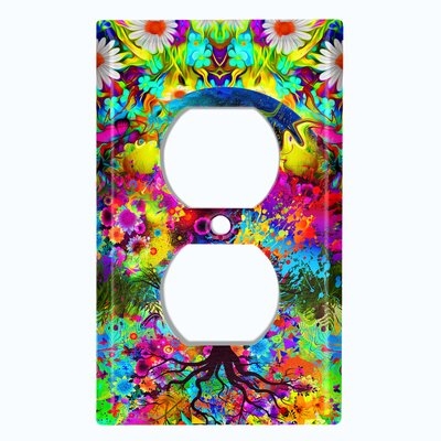 Metal Light Switch Plate Outlet Cover (Flower Tree - Single Duplex) - Image 0