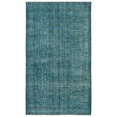 One-of-a-Kind Hand-Knotted 1960s Turquoise 5'3" x 9'3" Area Rug - Image 0