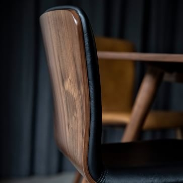 Boulder Leather Dining Chair, Black, Set of 2 - Image 1