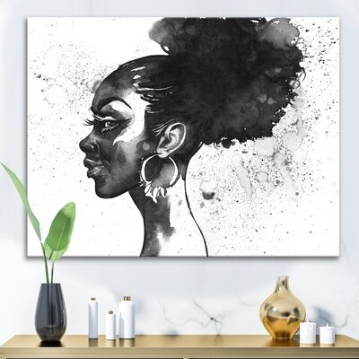 FDP35669_Monochrome Portrait Of African American Woman I - Modern Canvas Wall Art Print - Image 0