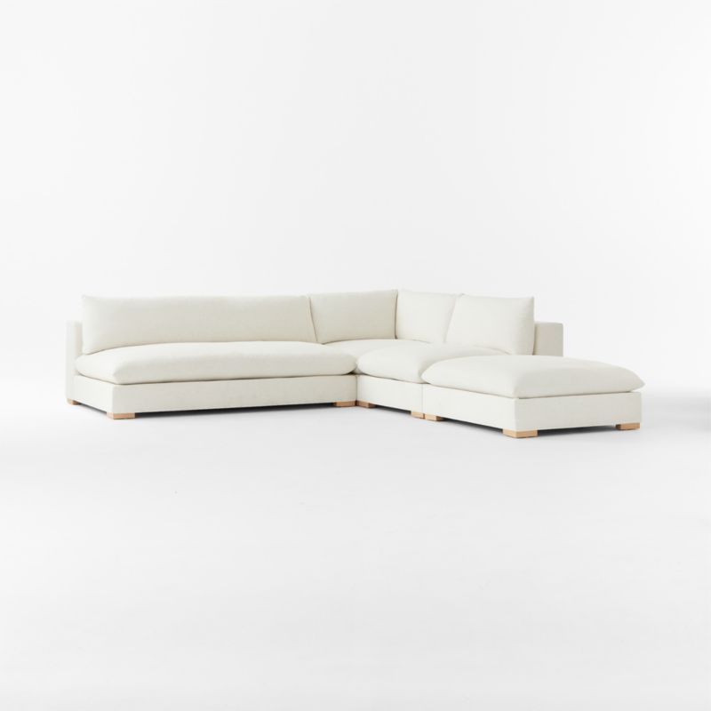 Deseo 4-Piece Modular L-Shaped White Performance Fabric Deep Depth Sectional Sofa with Loveseat - Image 2