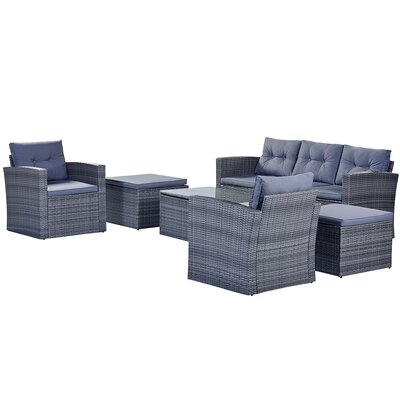 6-Piece All-Weather Wicker PE Rattan Patio Outdoor Dining Conversation Sectional Set - Image 0