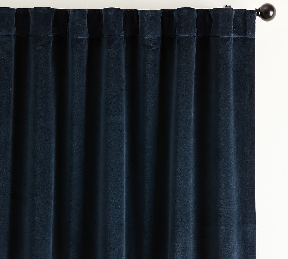 Velvet Twill Blackout Curtain, Navy, 50 x 96" - Image 0