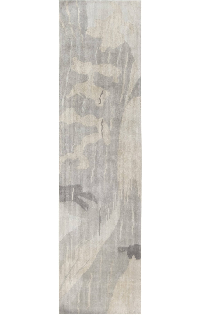 "Doris Leslie Blau 2X8 Doris Leslie Blau Collection Modern High-Quality Beige Gray Handmade Wool Runner N11940" - Image 0