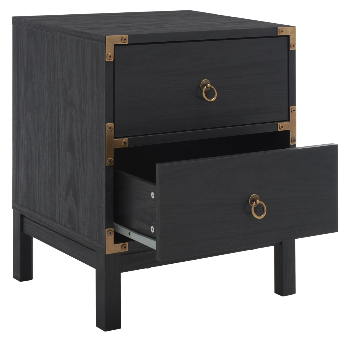 Galio 2 Drawer Nightstand - Black / Gold - Safavieh - Image 4