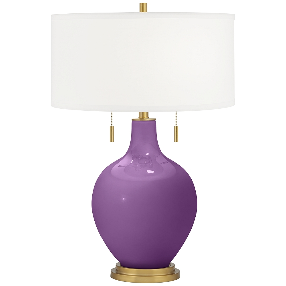Color Plus Toby Brass 28" High Modern Passionate Purple Table Lamp - Image 0
