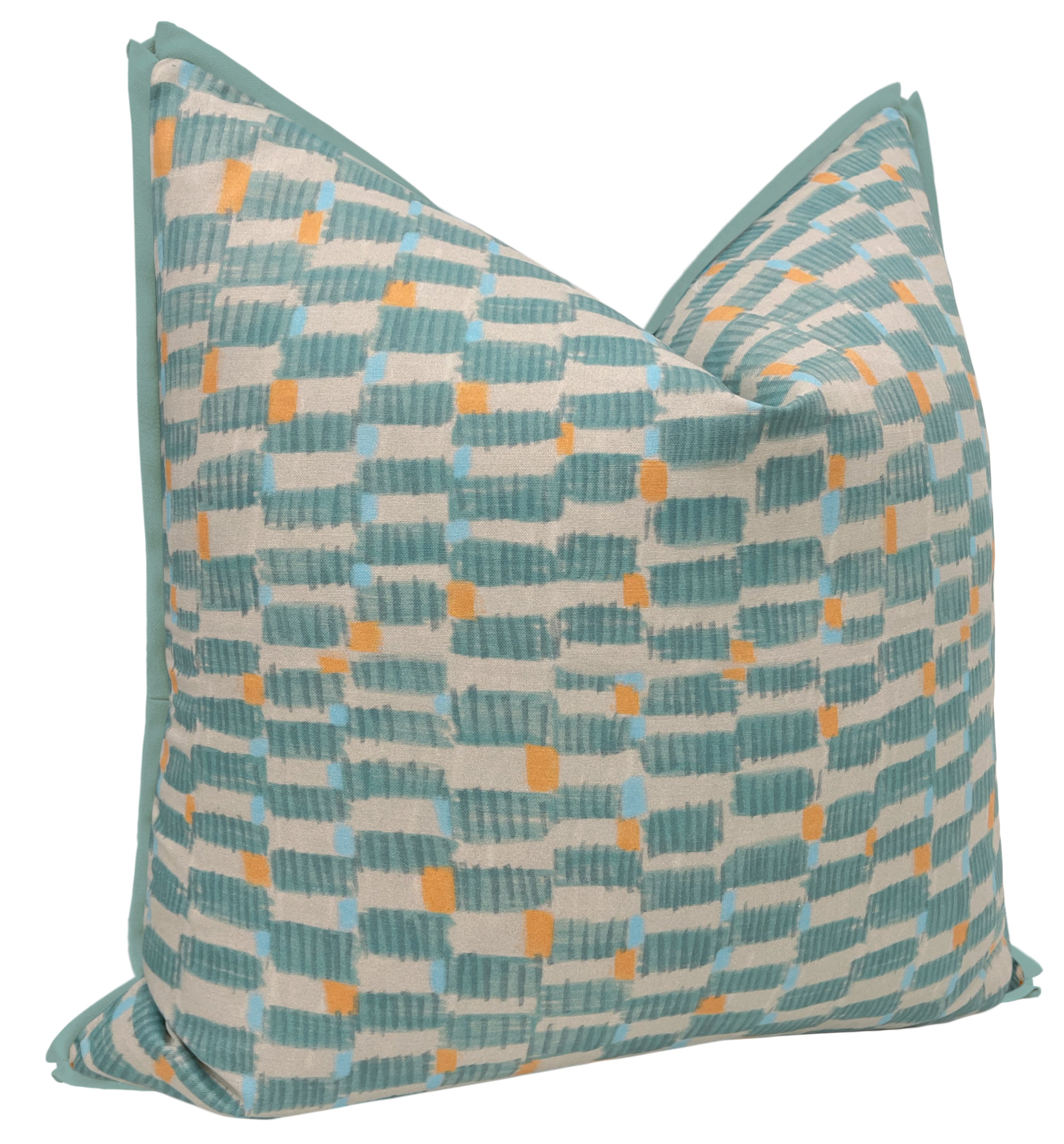 HASHBLOCKS // KHAKI BLUE | TEIL TEXTILES - 20" X 20" / BUTTERFLY FLANGE / Spa blue - Image 1