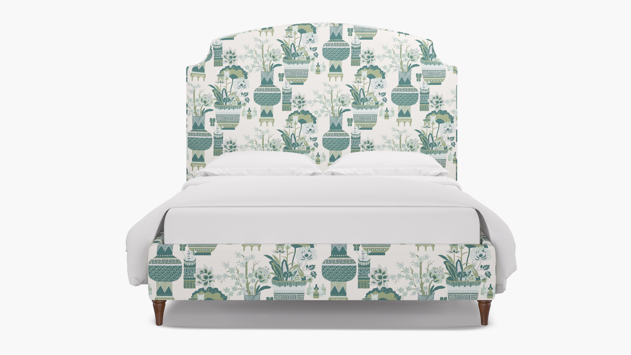 Cove Bed, Pistachio Kan-Shie, Walnut Decorative Tapered Leg, Queen - Image 0