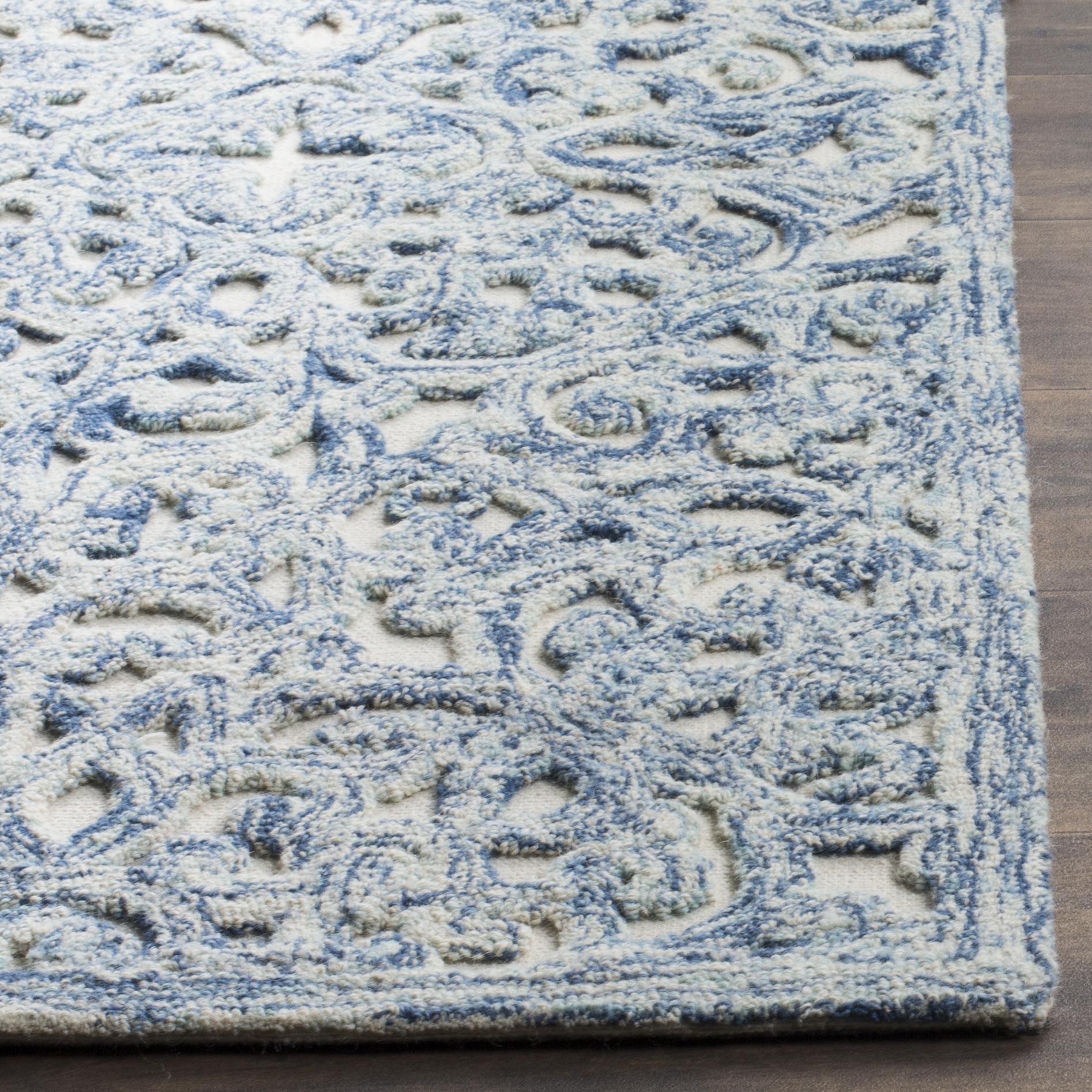 Arlo Home Hand Tufted Area Rug, TRC103B, Blue/Ivory,  3' X 5' - Image 2
