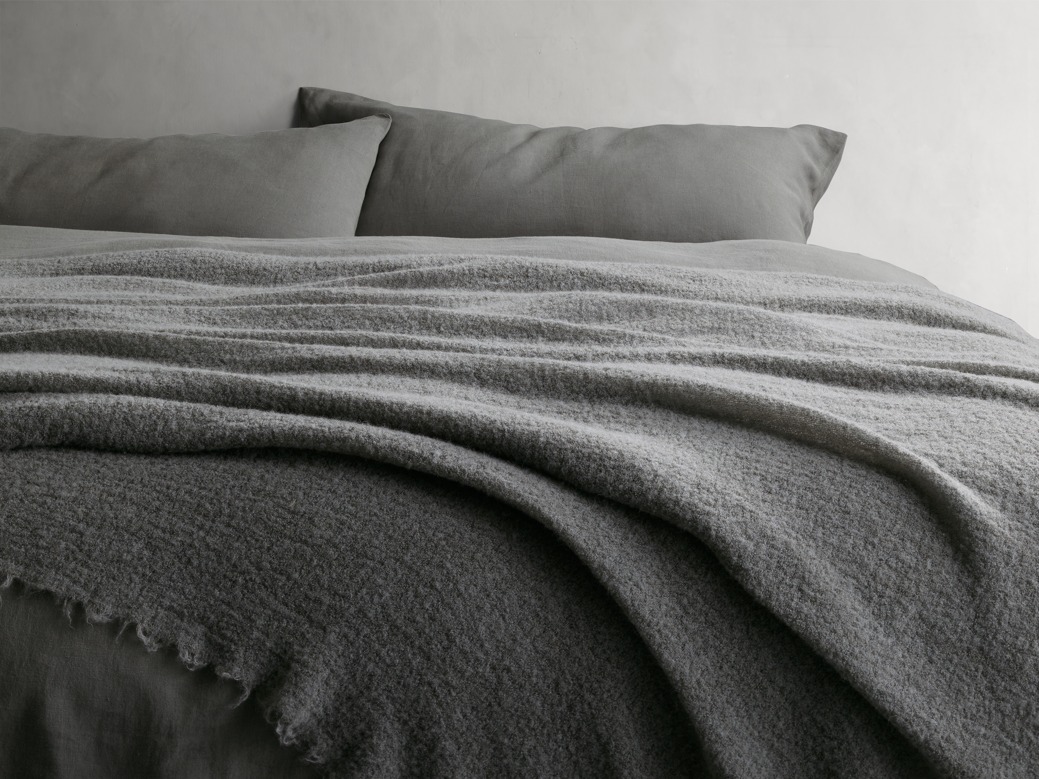 Italian Boucle Throw in Charcoal Alpaca Gray - Image 0