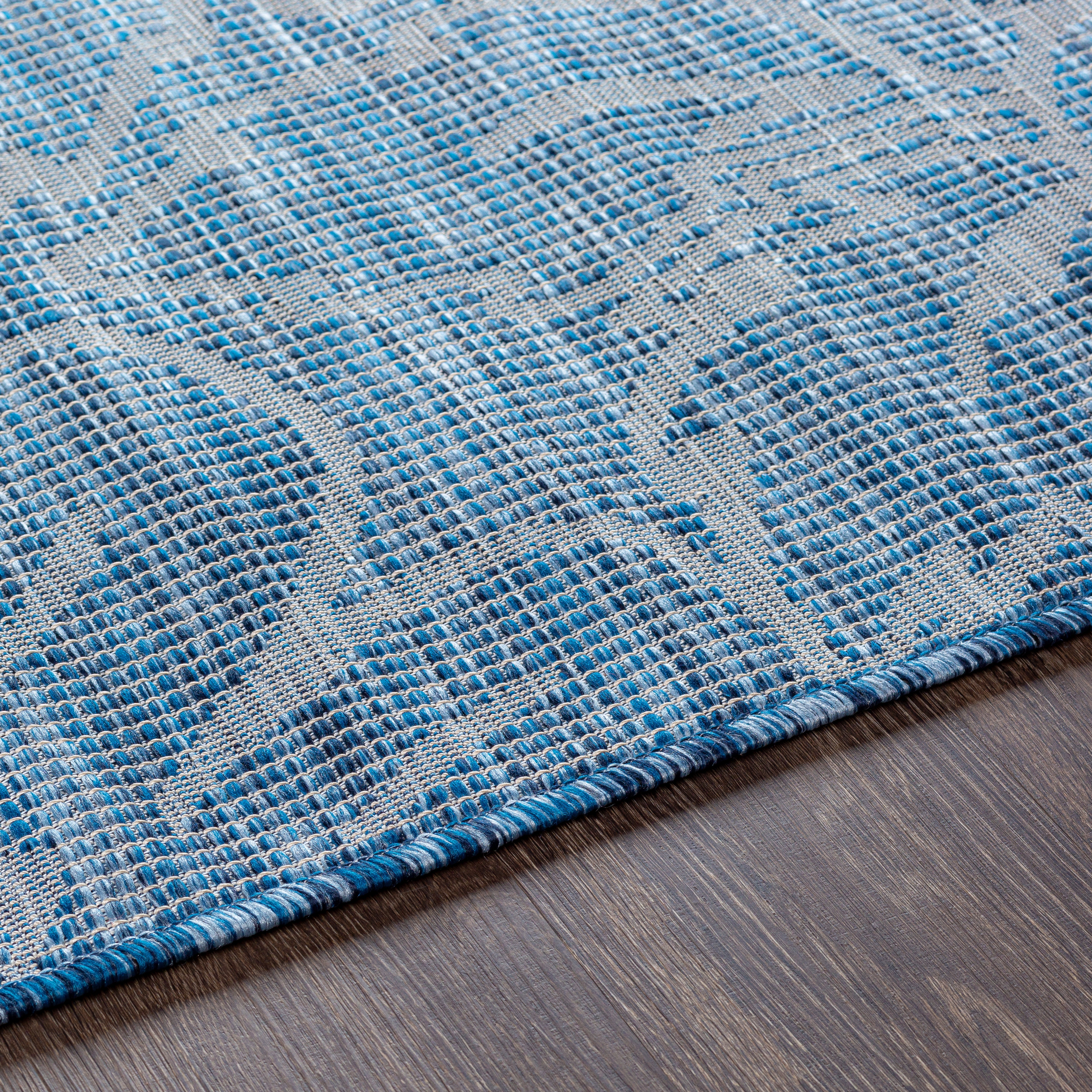 Pasadena Blue Outdoor 2'6" x 7'3" Machine Woven Rug - Image 3
