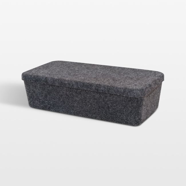 SortJoy Long Carbon Sculpted Storage Bin with Lid, Set of 3 - Image 0