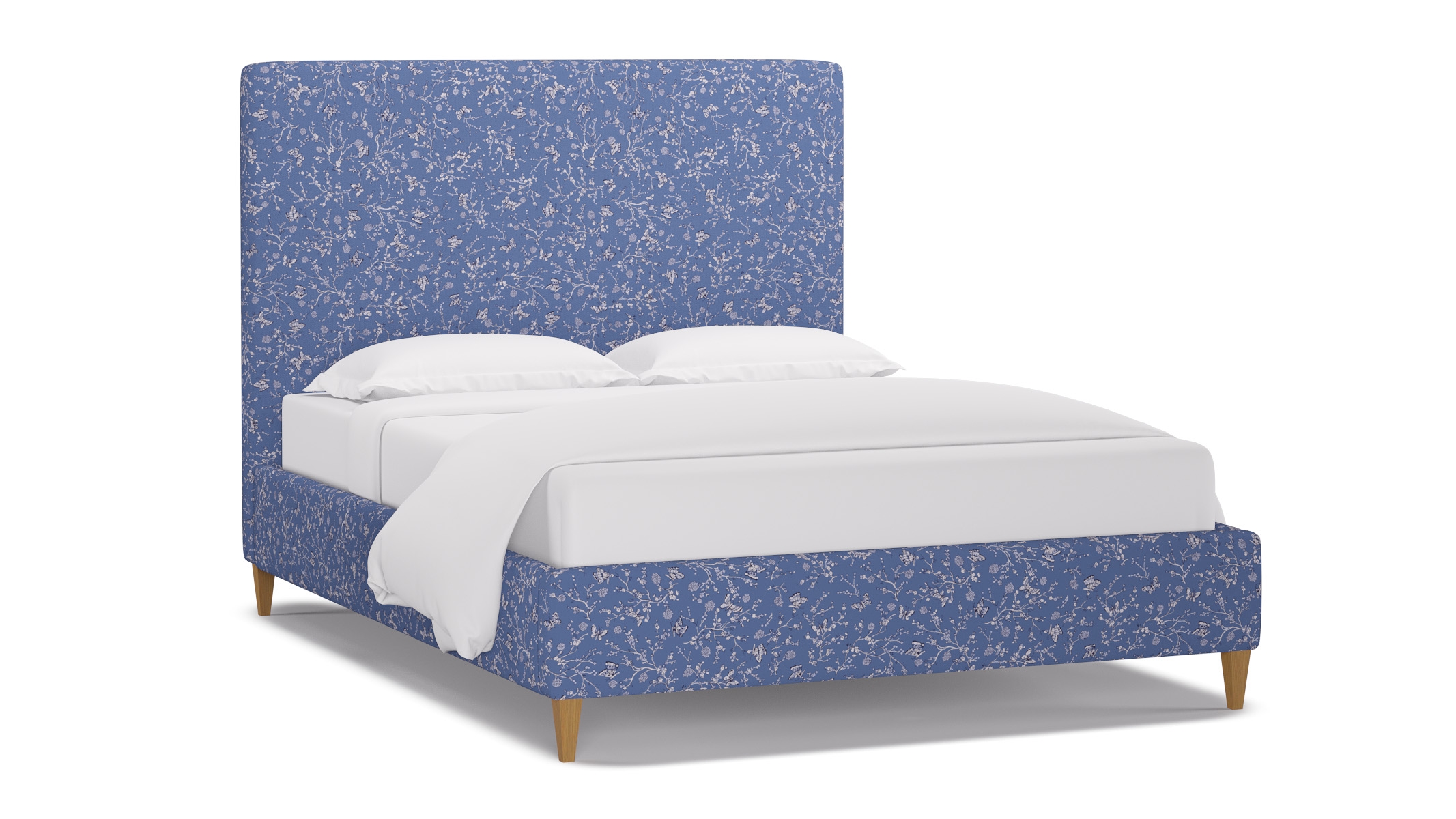Classic Bed, Blue Mariposa, Natural Square Tapered Leg, Twin - Image 1