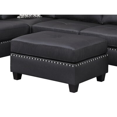 Alisson 34" Wide Faux Leather Tufted Rectangle Standard Ottoman - Image 0