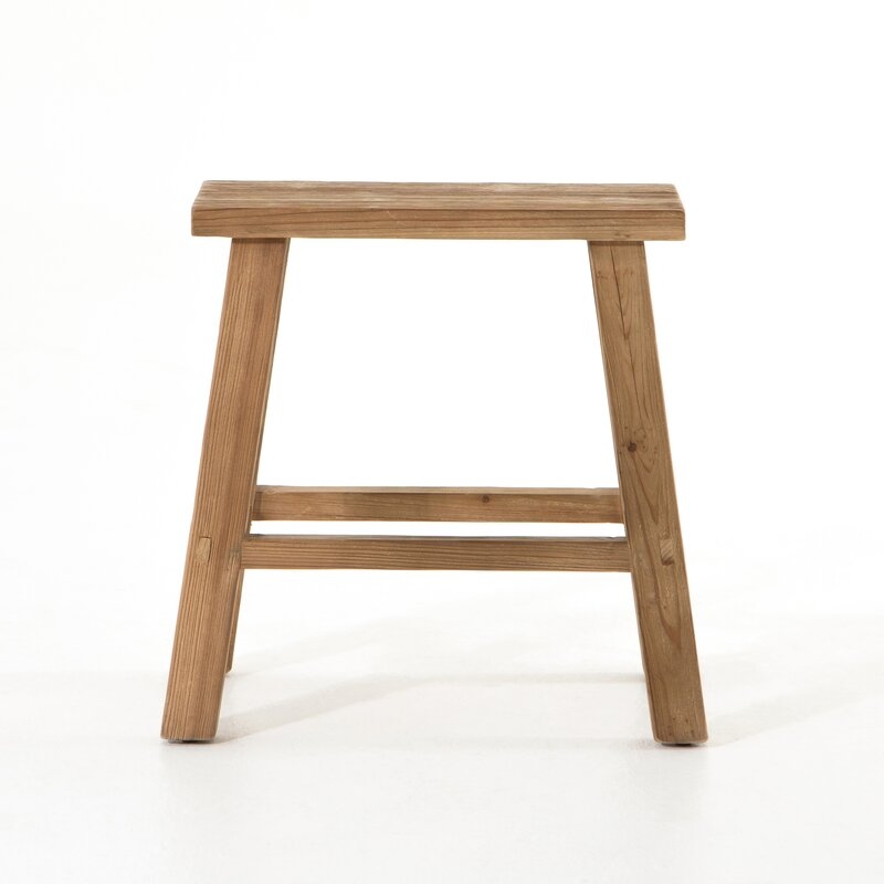 Four Hands Wells Solid Wood Accent Stool Color: Natural - Image 0
